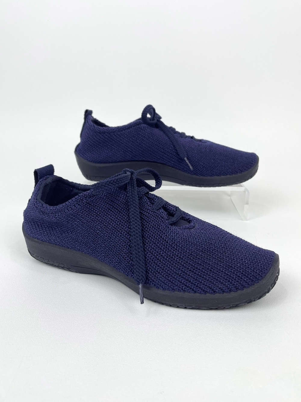 Arcopedico LS Sneaker Shoe Womens Size 39 8 8.5 Navy Knit Lace Up Comfort Shocks